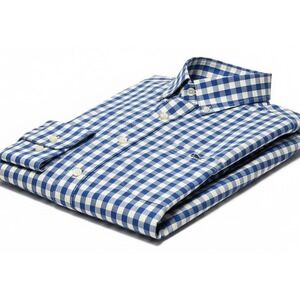 Vineyard Vines Slim Fit Tucker Shirt Mens Medium Blue Gingham Button Down Casual